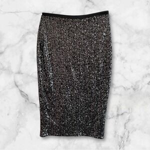 Express Women's Size 4 Skirt, Black with Black/Silver Sequins  Pre-owned